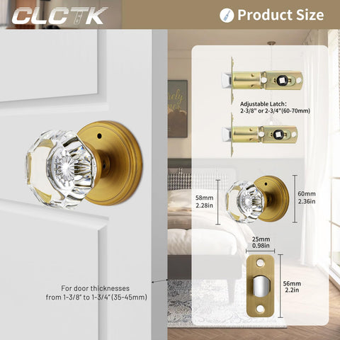 CLCTK crystal glass knob catches light for eye-catching closet or entryway accents.