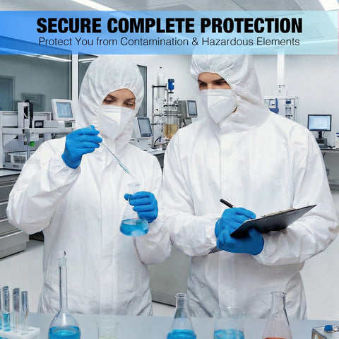 Cleaing 2X-Large hazmat suit with front zipper for quick on/off changes.