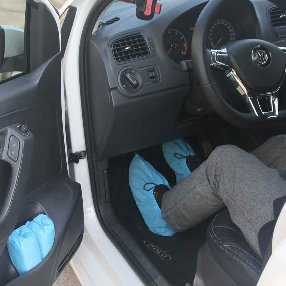 Cleaing XL disposable shoe covers universal fit accommodates most footwear sizes.