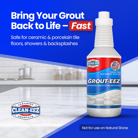 Clean-eez Grout-eez handheld brush setup for targeted scrubbing