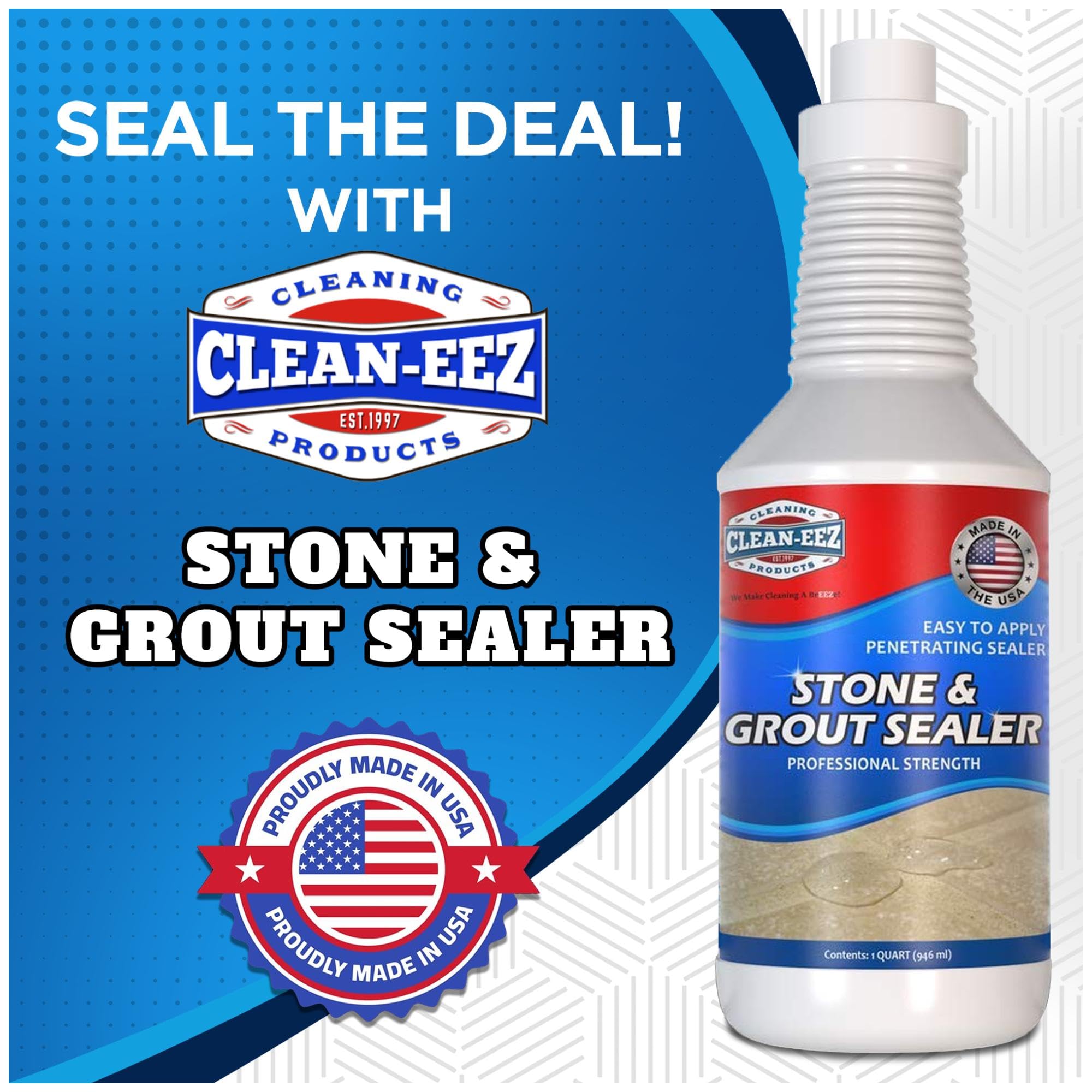 Close-up of application brush demonstrates easy, even coverage on grout and stone.