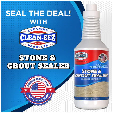 Close-up of application brush demonstrates easy, even coverage on grout and stone.