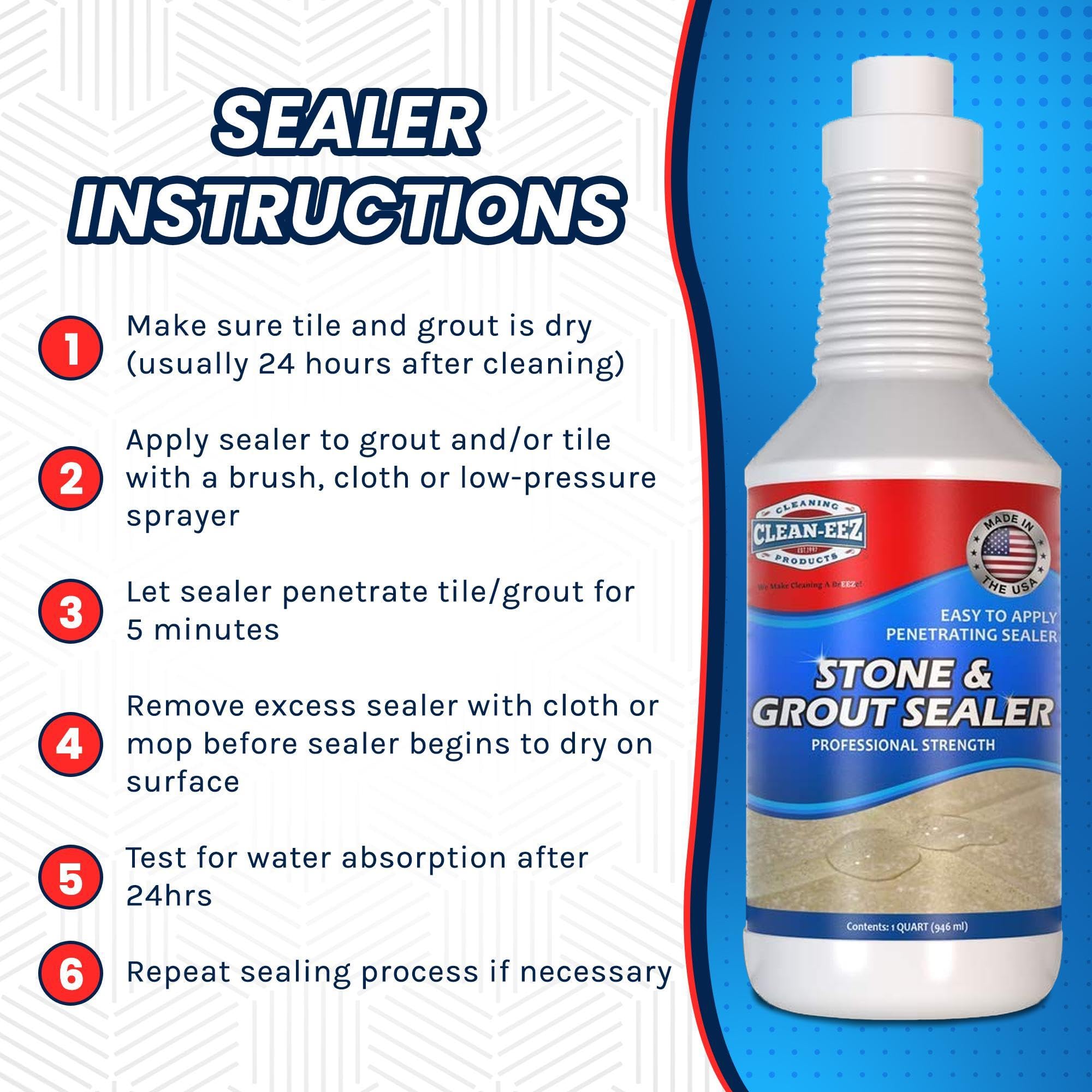 Natural stone finish preserved after sealing with Clean-eez Grout Sealer.