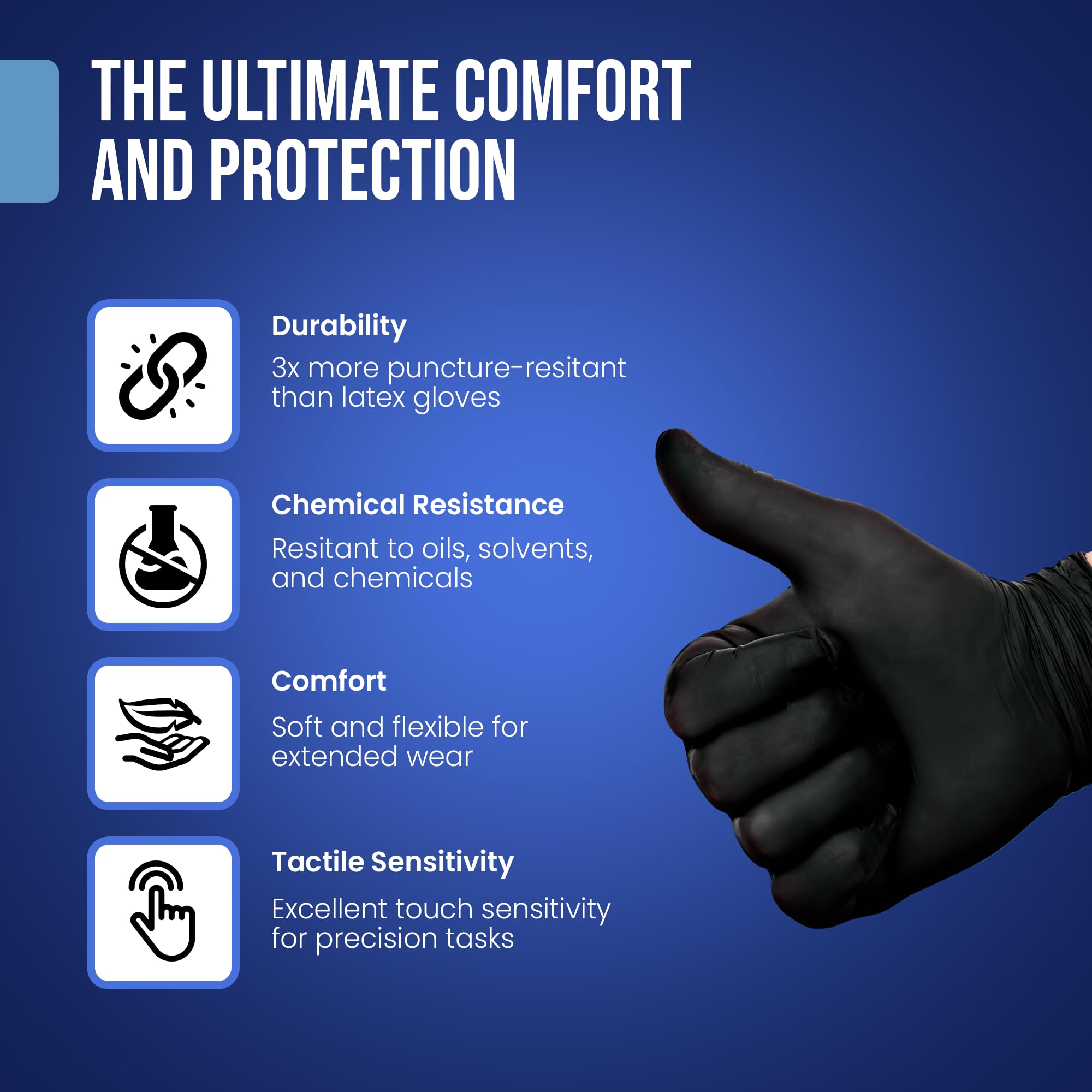 Clean Space Project Black Nitrile Gloves powder-free label highlights comfortable wear