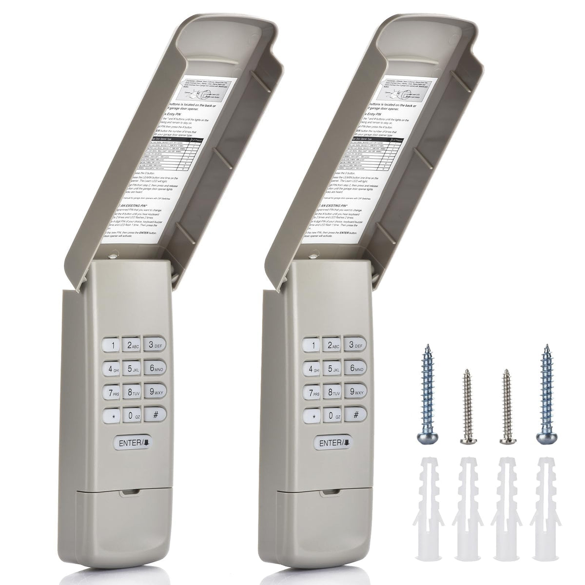 Cleantt garage keypad demonstrates compatibility with LiftMaster/Chamberlain/Craftsman models for easy entry.