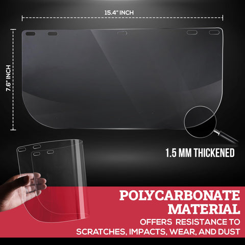SAFE HANDLER clear polycarbonate visor maintains pristine field of view.