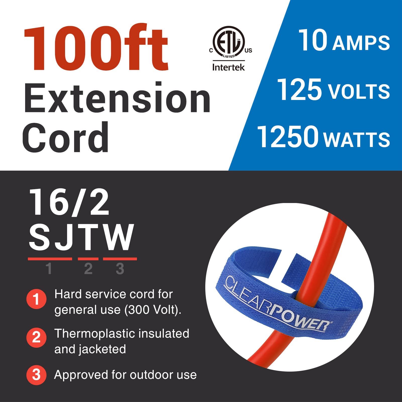Clear Power abrasion resistant sleeve protects cord surface during use