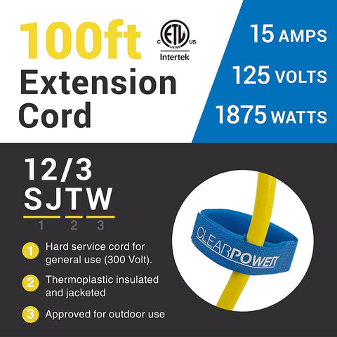 Clear Power kink and abrasion resistant SJTW insulation for rugged jobs.