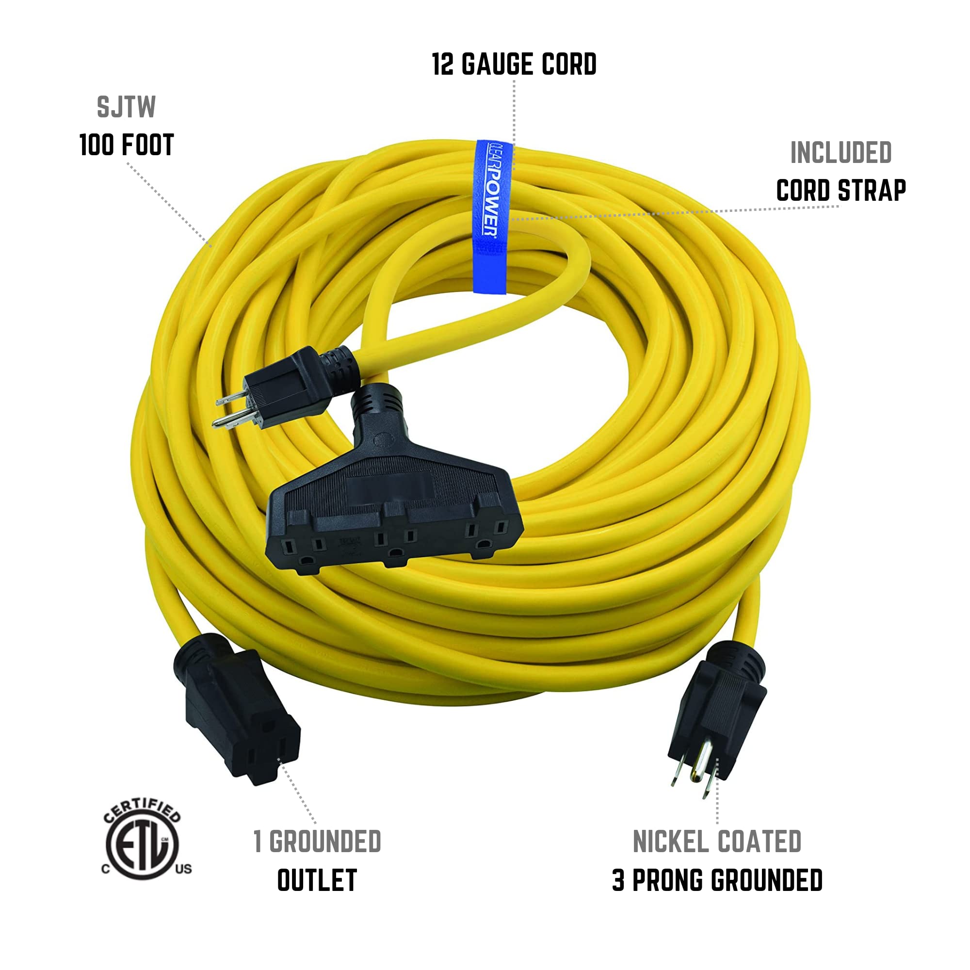 Clear Power CPCO90003 three-outlet adapter enabling flexible power distribution for tools and equipment.
