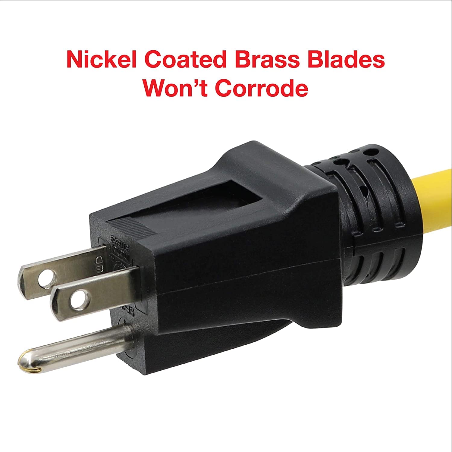 Clear Power nickel-coated brass blades resist corrosion and arcing.