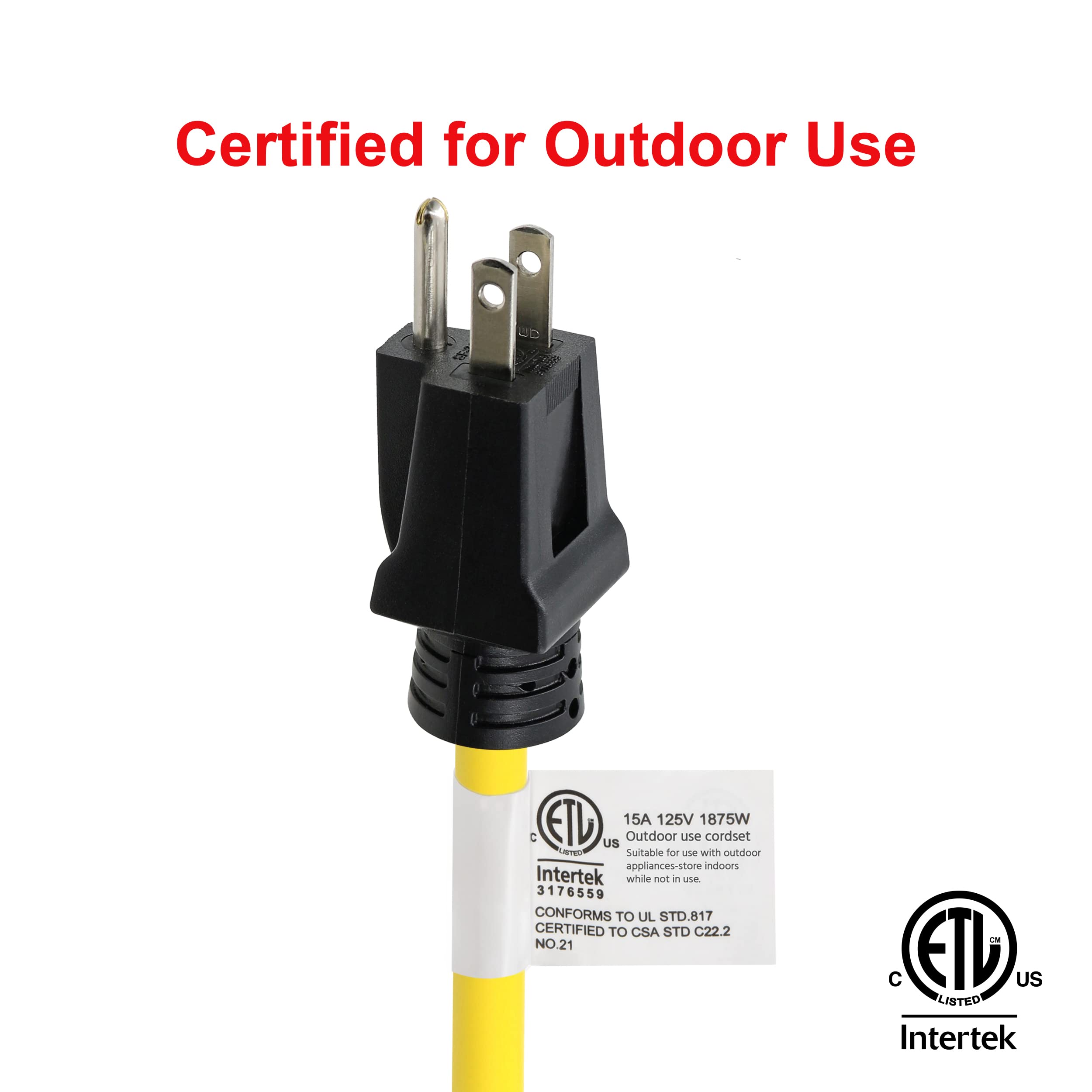 Clear Power water and weather resistant cord for all-season use.