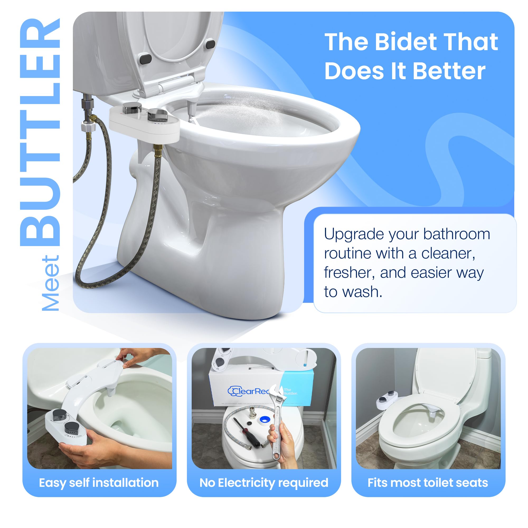CLEAR REAR eco-friendly upgrade reduces toilet paper usage.
