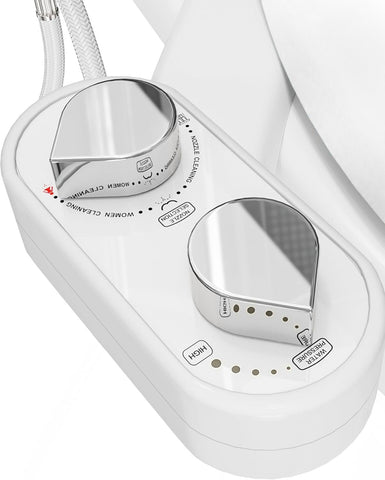 CLEAR REAR bidet attachment under-seat shows slim design for easy DIY install.