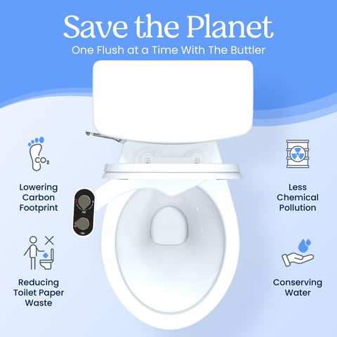 CLEAR REAR non-electric bidet upgrade reduces paper use and waste