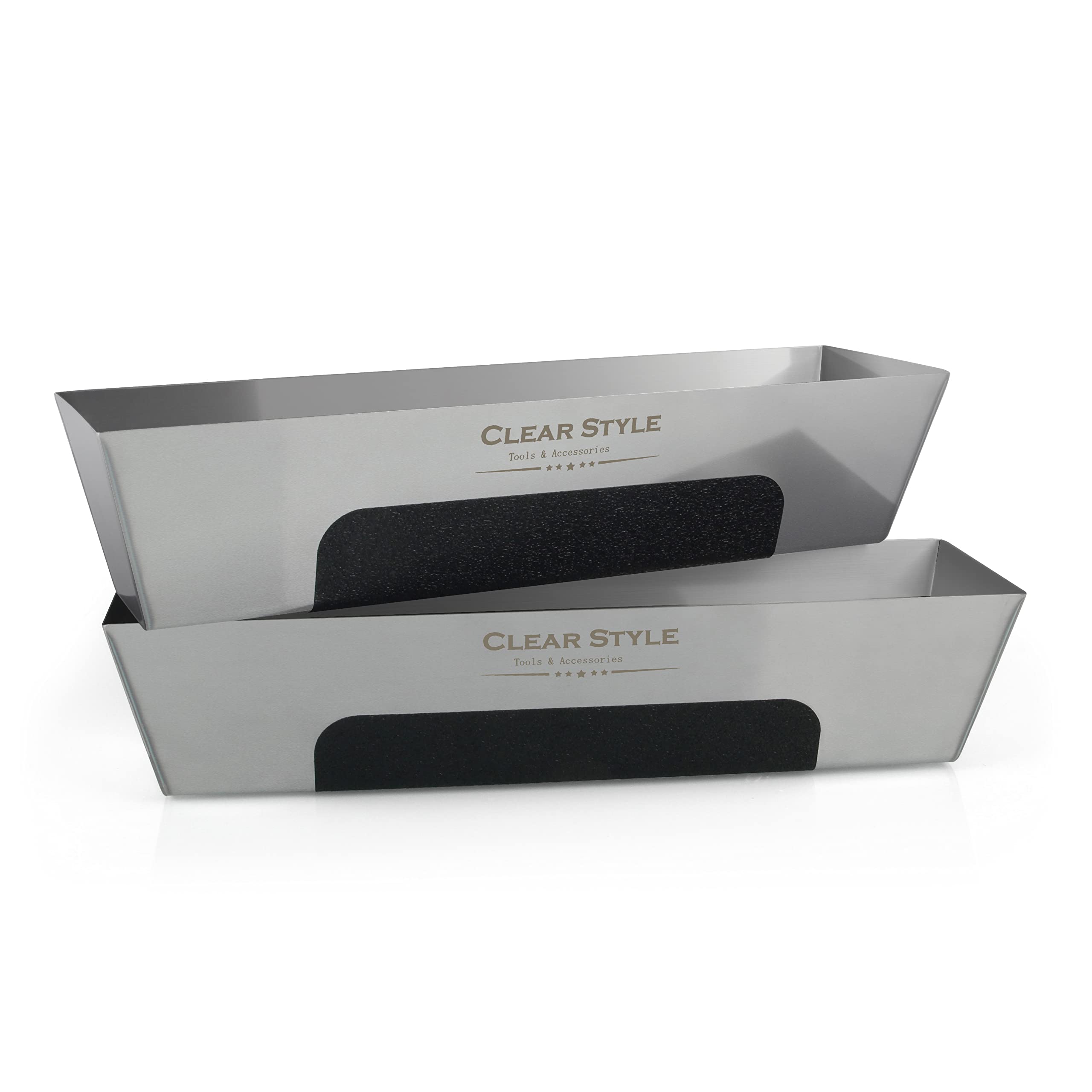 CLEAR STYLE stainless steel mud pan 14-inch overview for durable drywall finishing