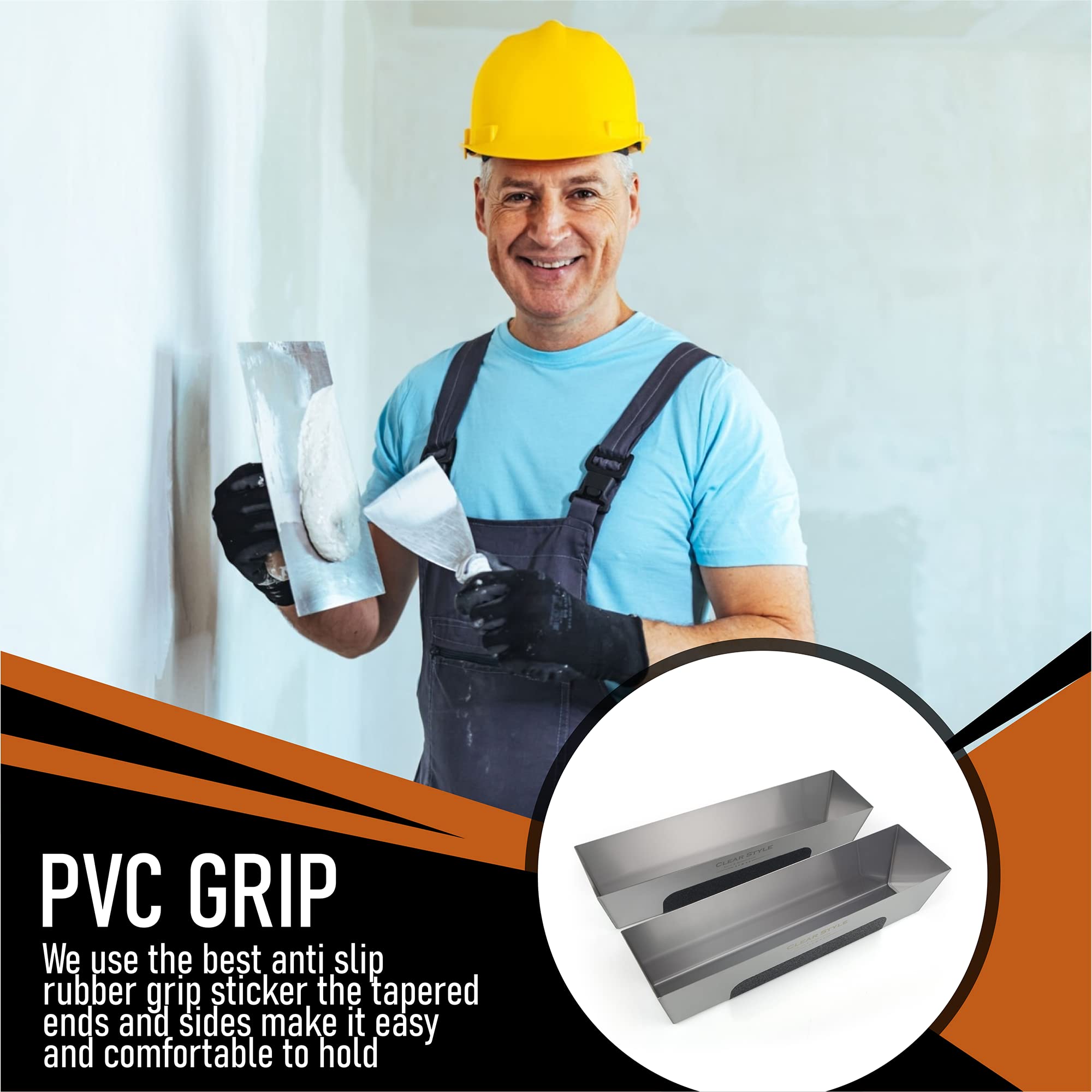 CLEAR STYLE stainless mud pan is suitable for professionals and DIY projects