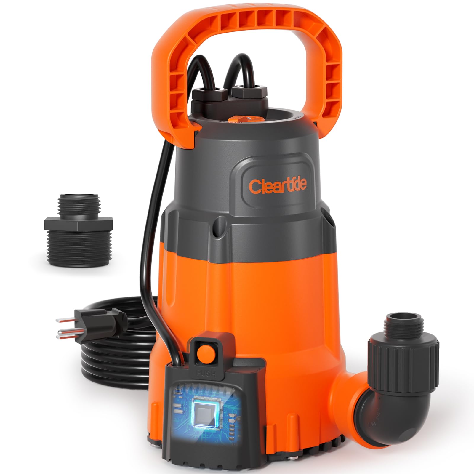 Cleartide submersible sump pump unit ready for quick installation in damp spaces.