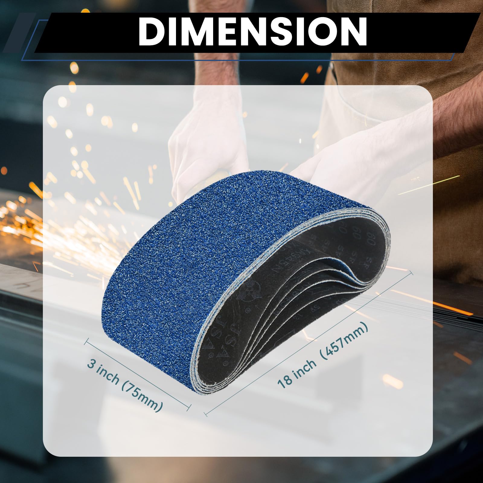 Clebay 3x18 sanding belt 60 grit smooths edges efficiently