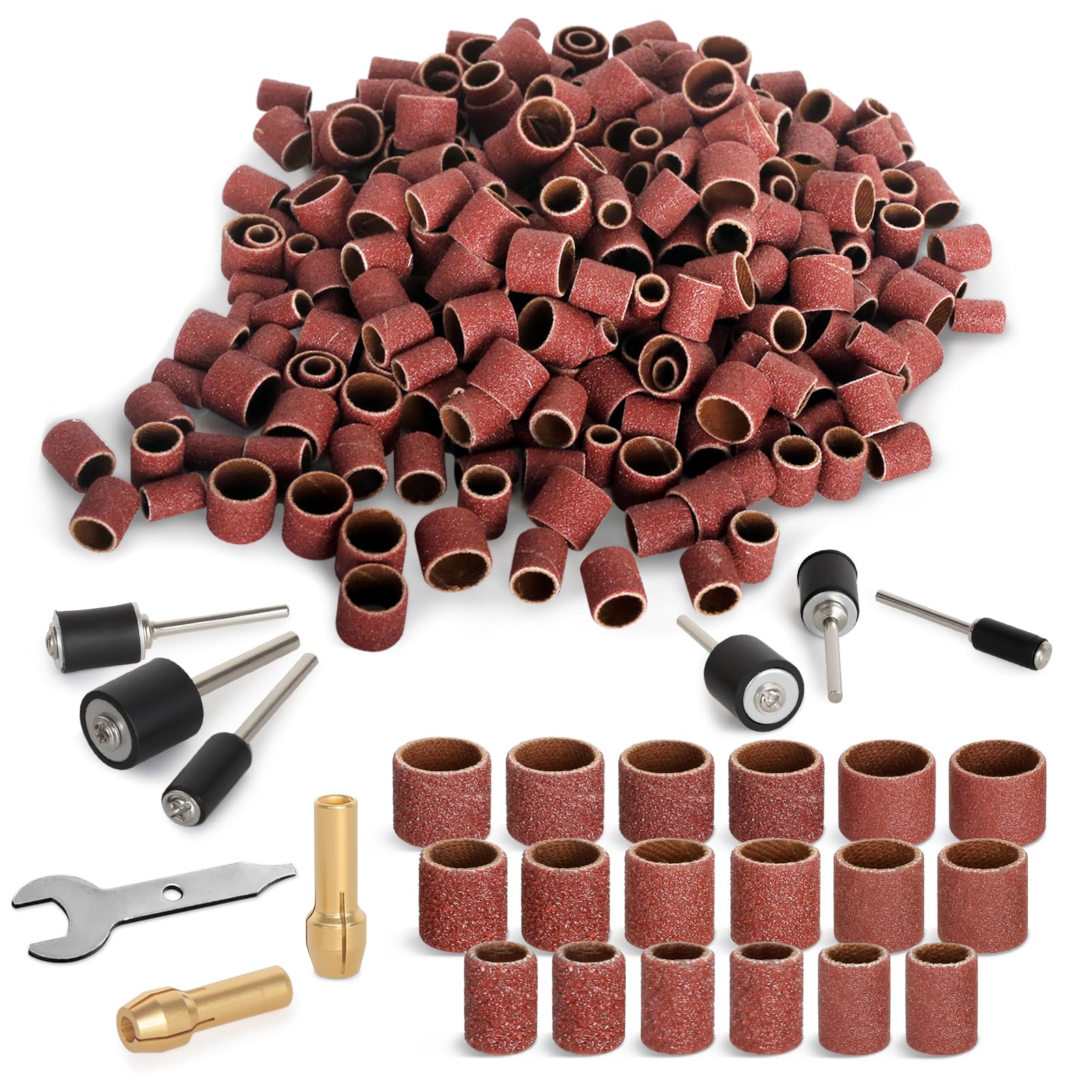 Clebay 600pcs sanding drums kit full set for versatile metal finishing.
