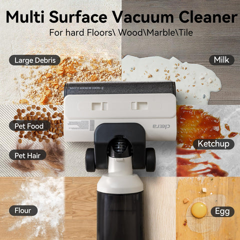 Cleera cordless design provides easy, tangle-free cleaning across rooms.