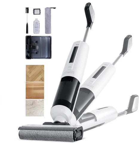 Cleera self-cleaning base station keeps the mop ready for the next clean.