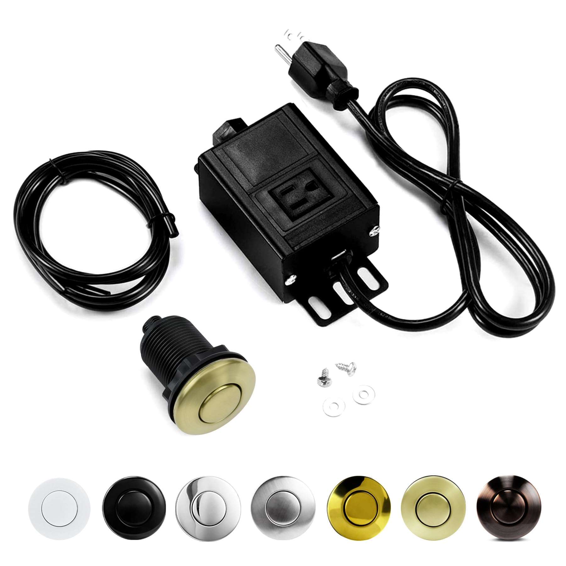 CLEESINK sink top air switch short 2.5-inch brushed gold button for easy disposal control