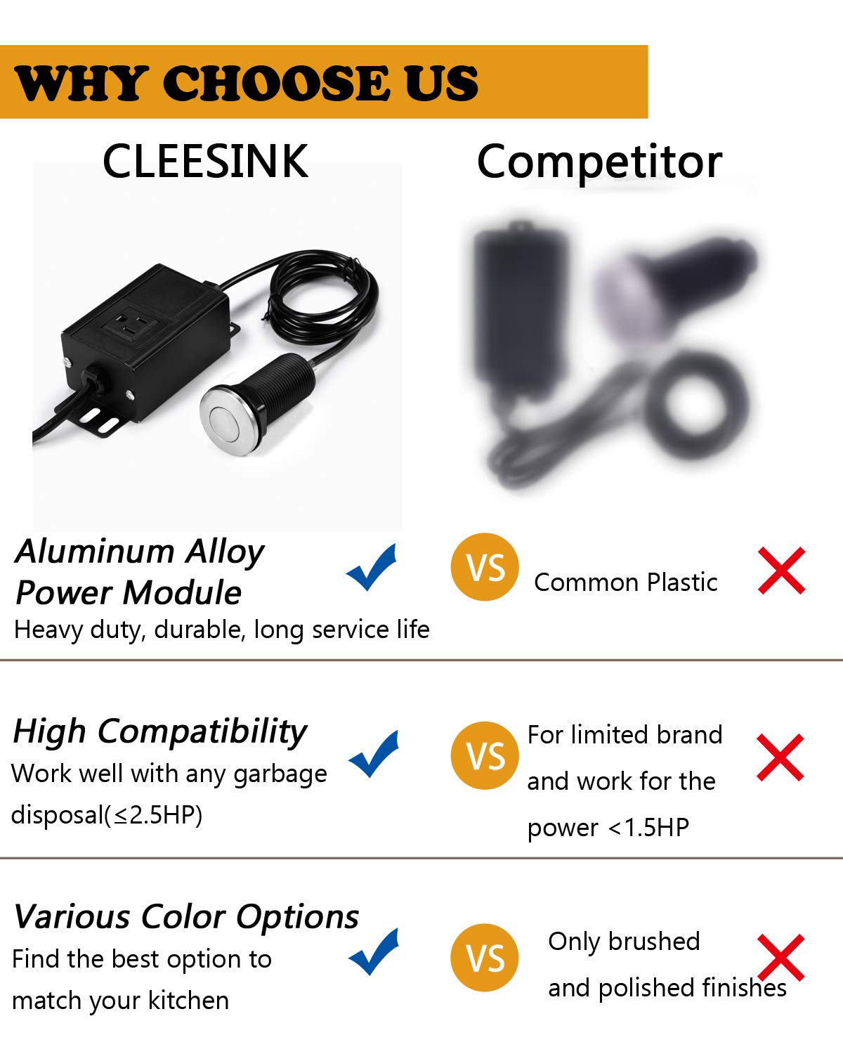 CLEESINK air switch kit side view shows compact footprint for tight spaces