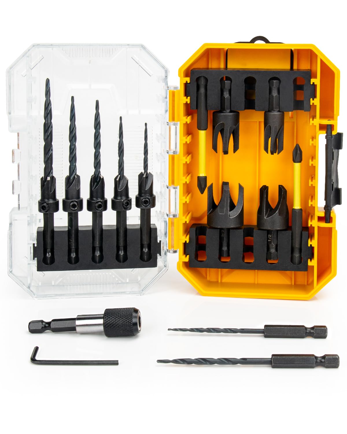 cleverool 16pcs countersink set in a storage box for organized woodworking