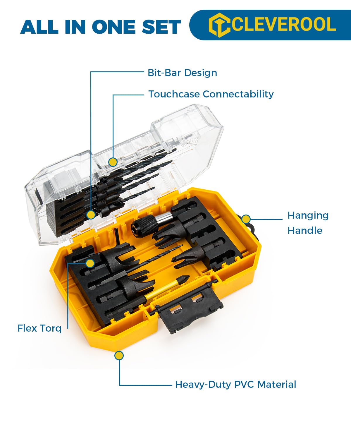cleverool countersink set shown in use on a cabinetry project for precise finish