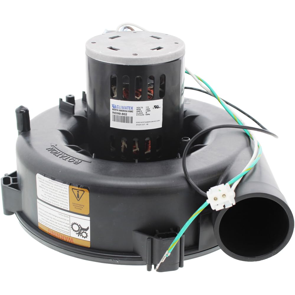 ClimaTek A163 front view draft inducer motor, direct replacement for Lennox and Armstrong furnaces