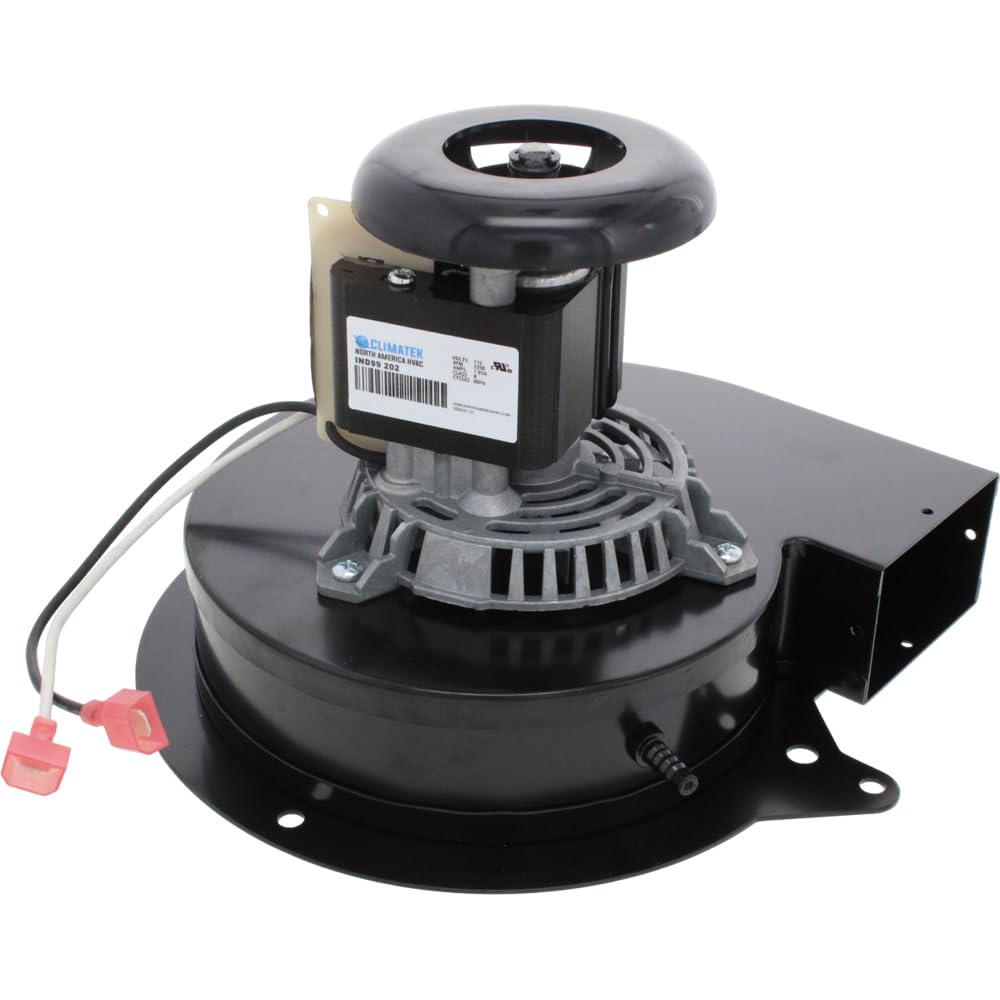 ClimaTek exhaust draft inducer motor ready for installation on compatible Goodman and Amana furnaces.