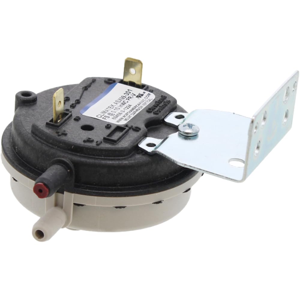 ClimaTek furnace air pressure switch front view; reliable replacement for compatible York, Luxaire, Coleman furnaces.