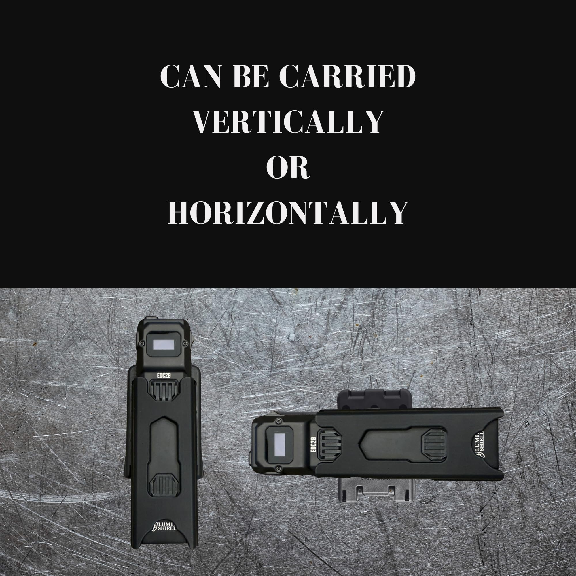 Clip & Carry EDC29 holster side view showing belt clip for versatile wear.