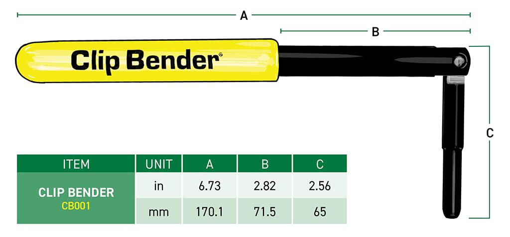 Clip Bender ergonomic grip enables comfortable use during installations