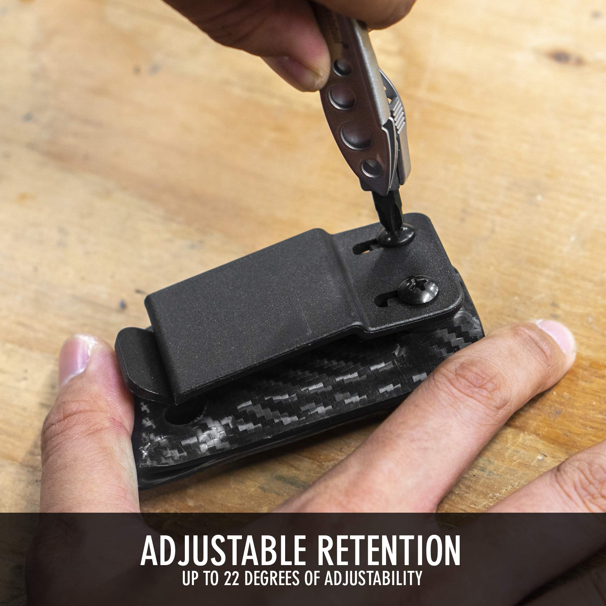 American-made Clip & Carry sheath with lifetime warranty for lasting performance.