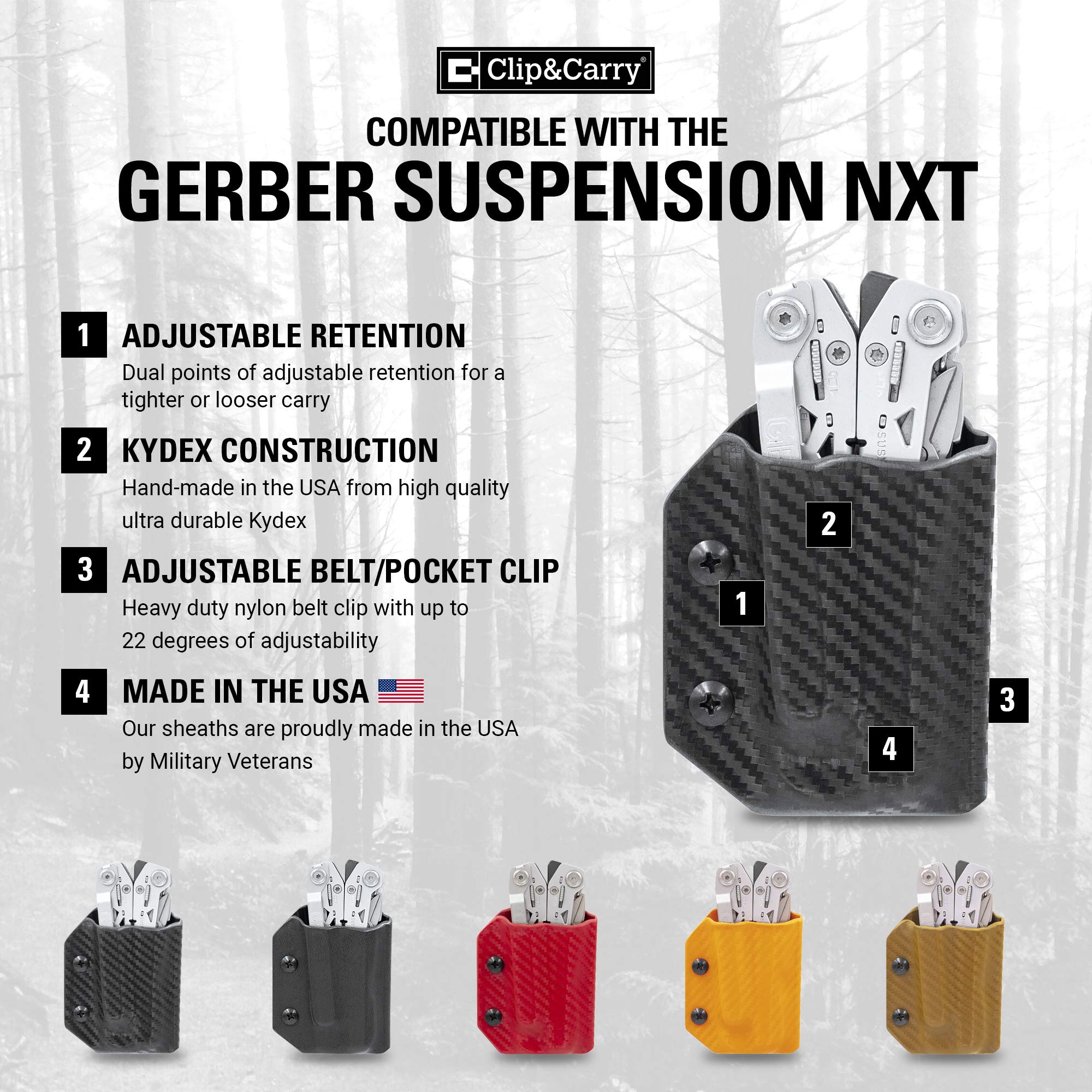Gerber Suspension NXT compatible sheath, USA-made, built for durability.