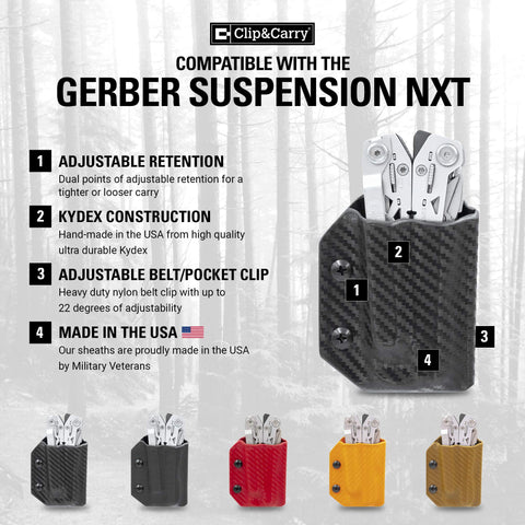 Gerber Suspension NXT compatible sheath, USA-made, built for durability.