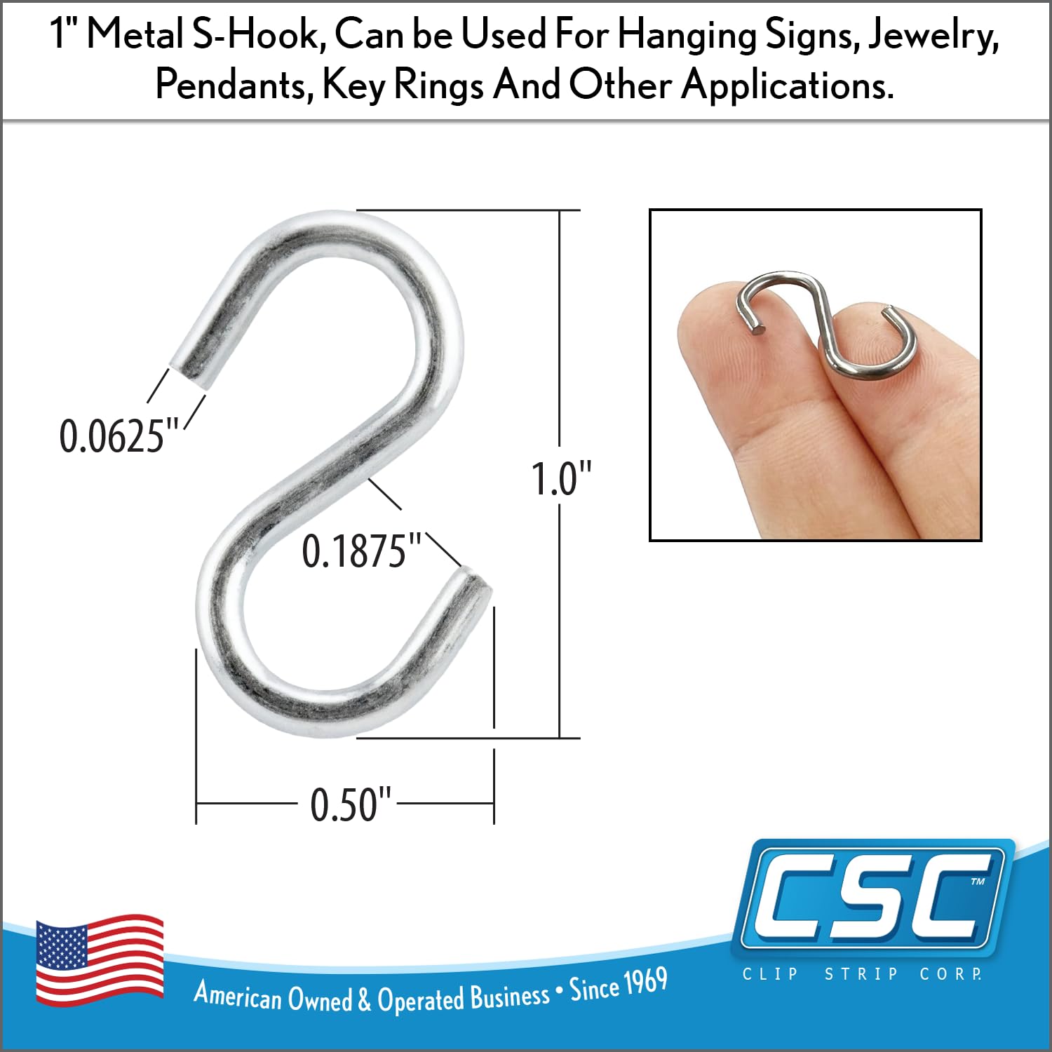 Clip Strip S Hooks organize kitchen utensils with rust-resistant steel.