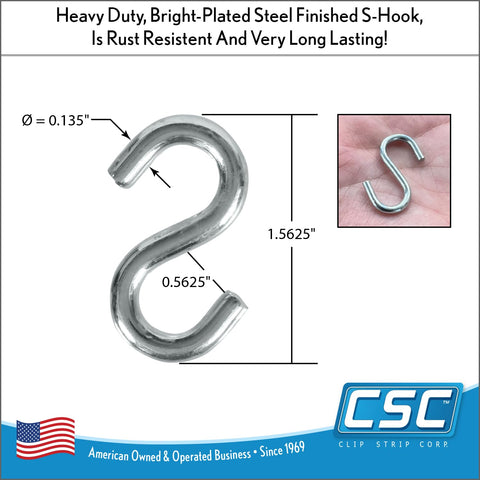 Clip Strip S Hooks metal detail highlighting corrosion-resistant steel for long-lasting use