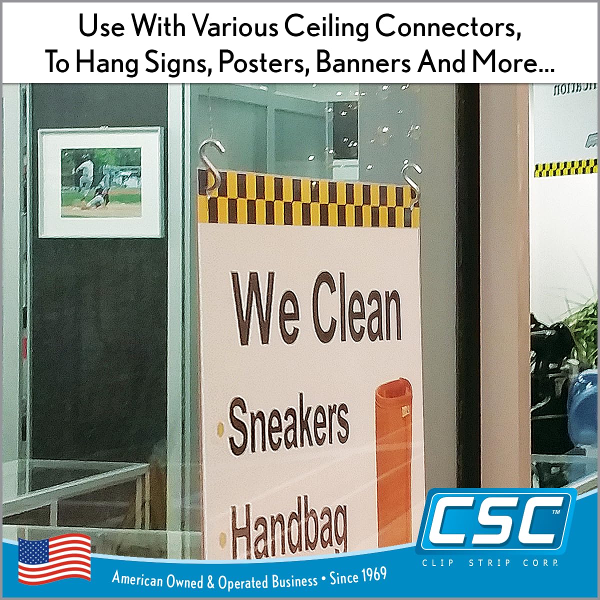 Clip Strip S Hooks support garage tools with durable stainless steel.