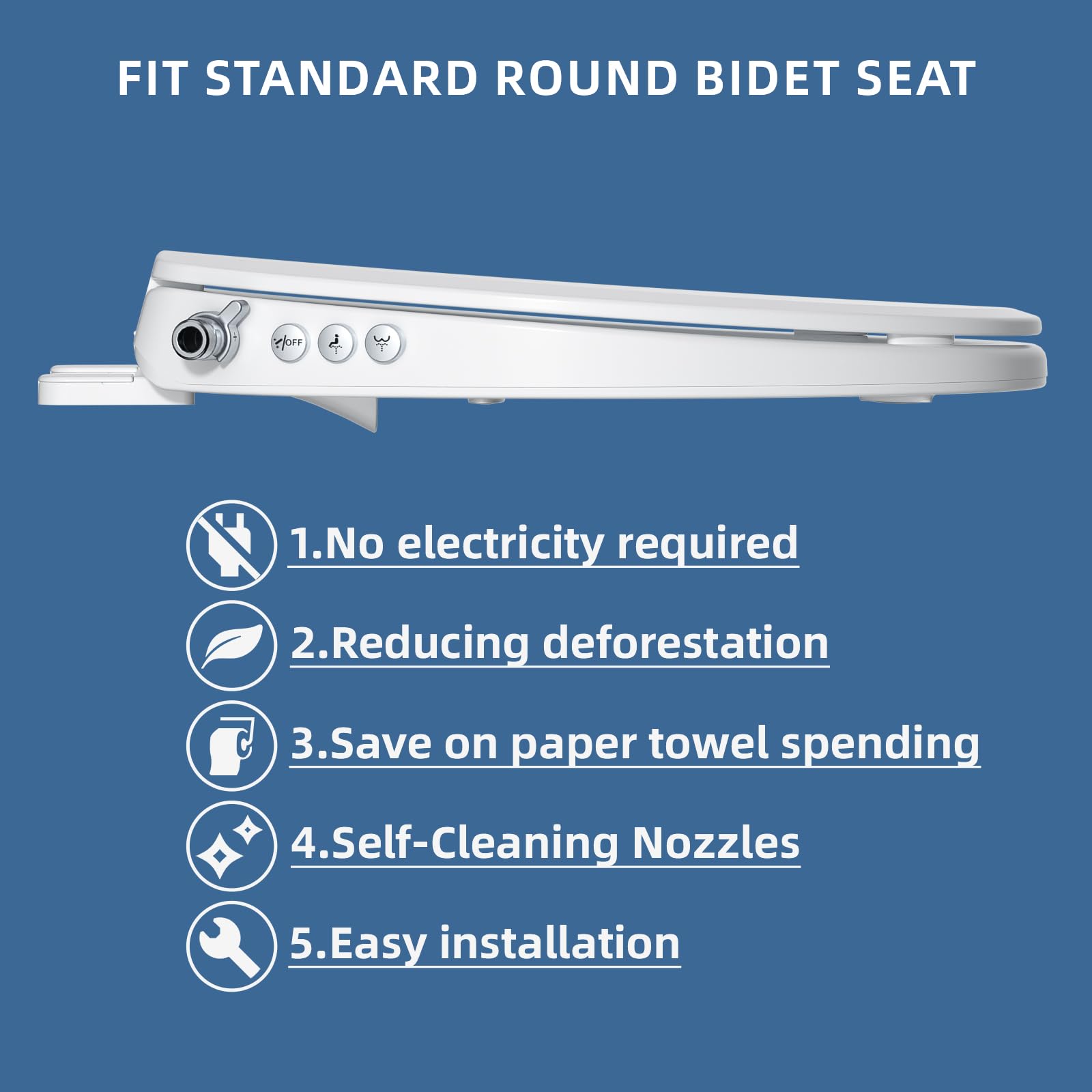 Clirass bidet seat brass inlet connection for durable water supply.