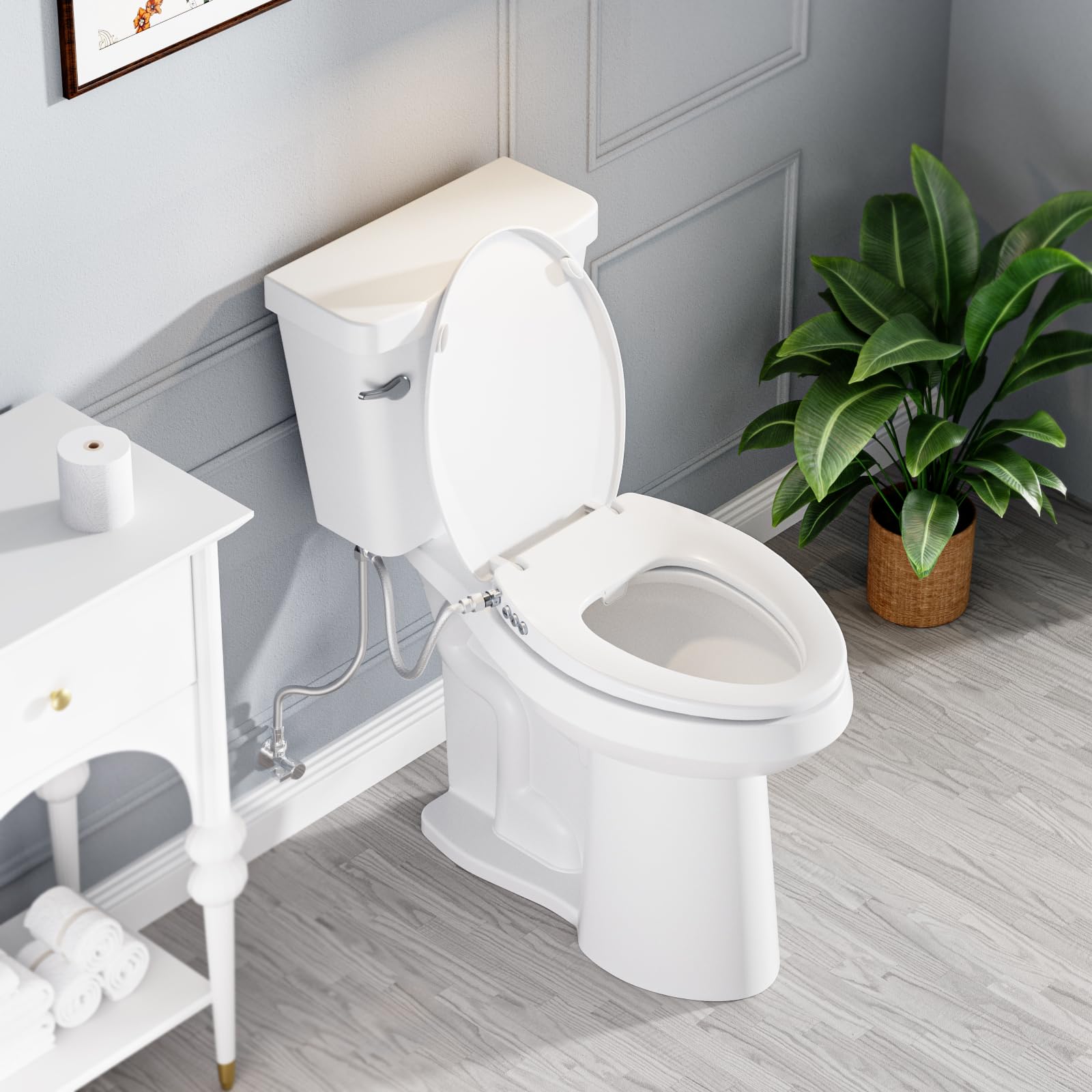 Clirass bidet seat easy-installation—no electrical outlet required.