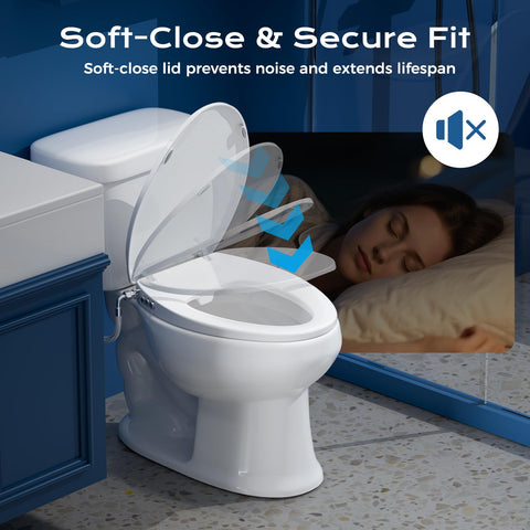 Clirass bidet seat guarded-nozzles keep components sanitary when not in use.