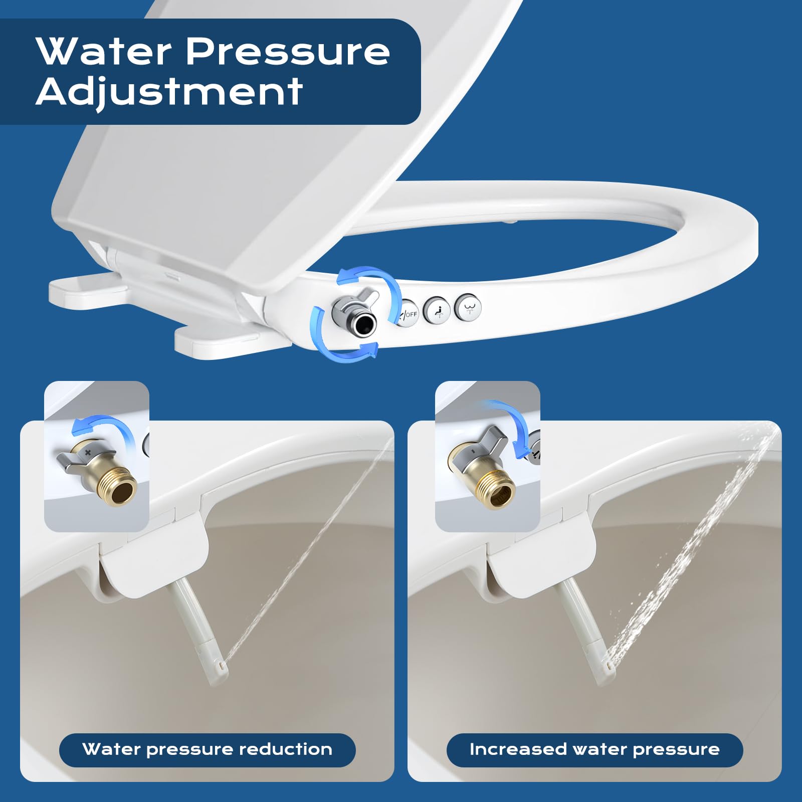 Clirass bidet seat nozzle retracts behind protective door for hygienic storage.