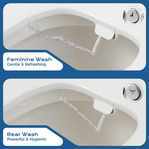Clirass bidet seat rear wash provides thorough cleansing and refreshing comfort.