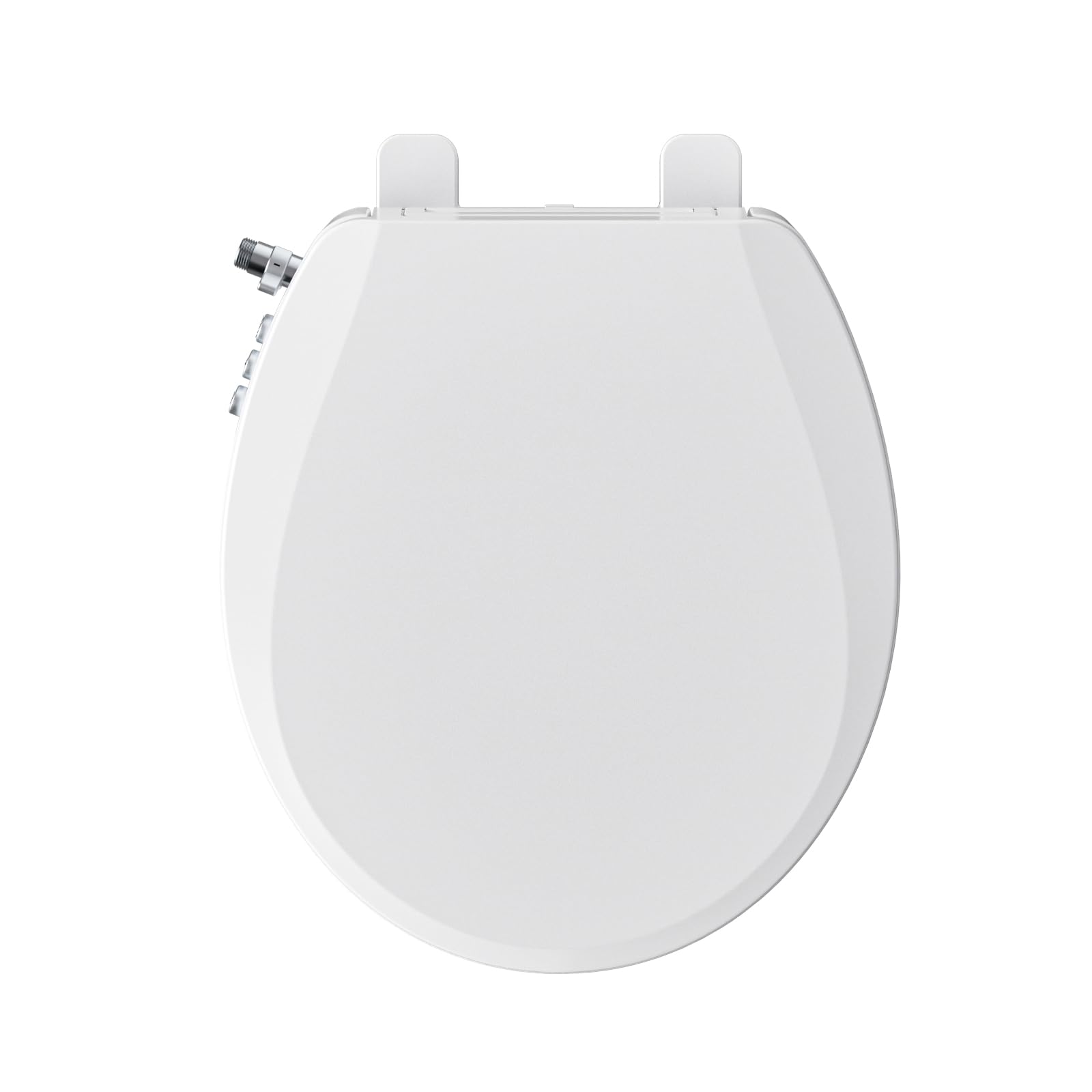 Clirass bidet seat with soft-close round lid reduces bathroom noise.