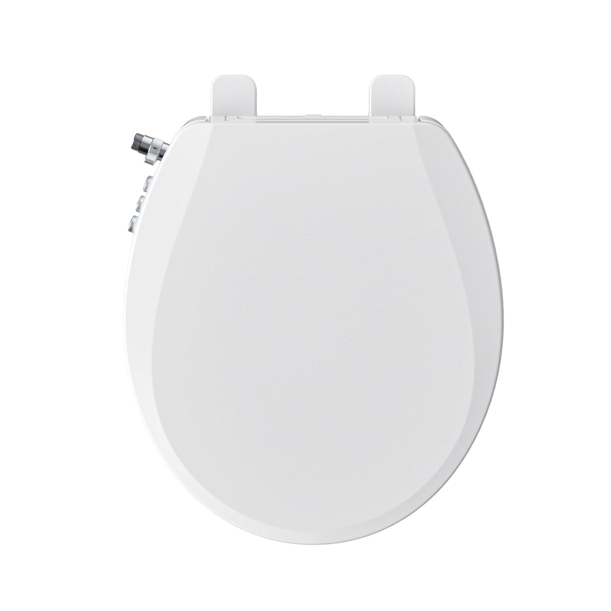 Clirass bidet seat with soft-close round lid reduces bathroom noise.