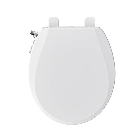 Clirass bidet seat with soft-close round lid reduces bathroom noise.