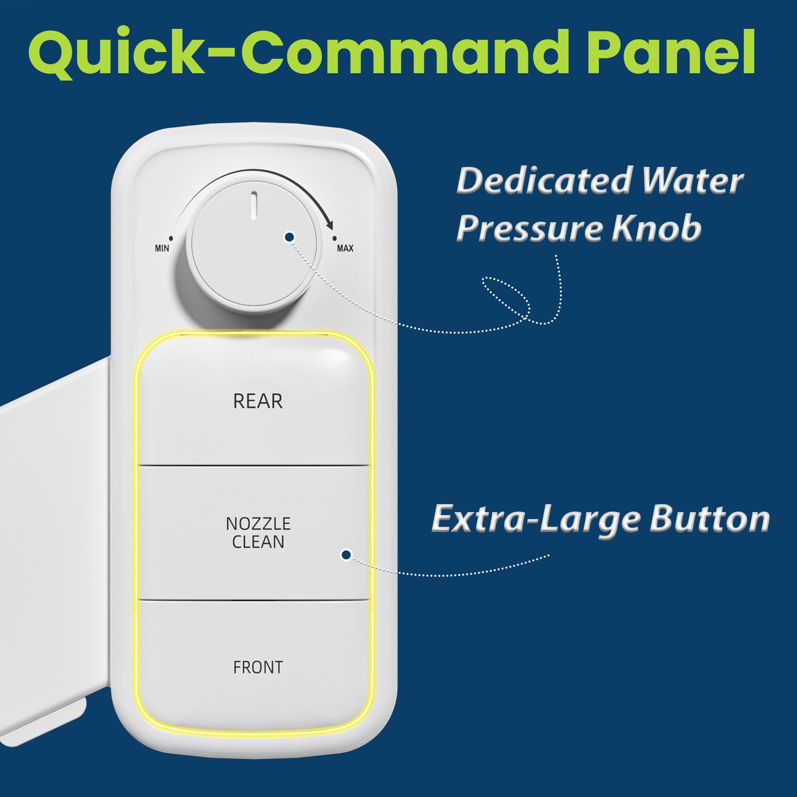 Clirass dual-nozzle self-cleaning close-up highlights hygienic self-rinse and dual wash options.