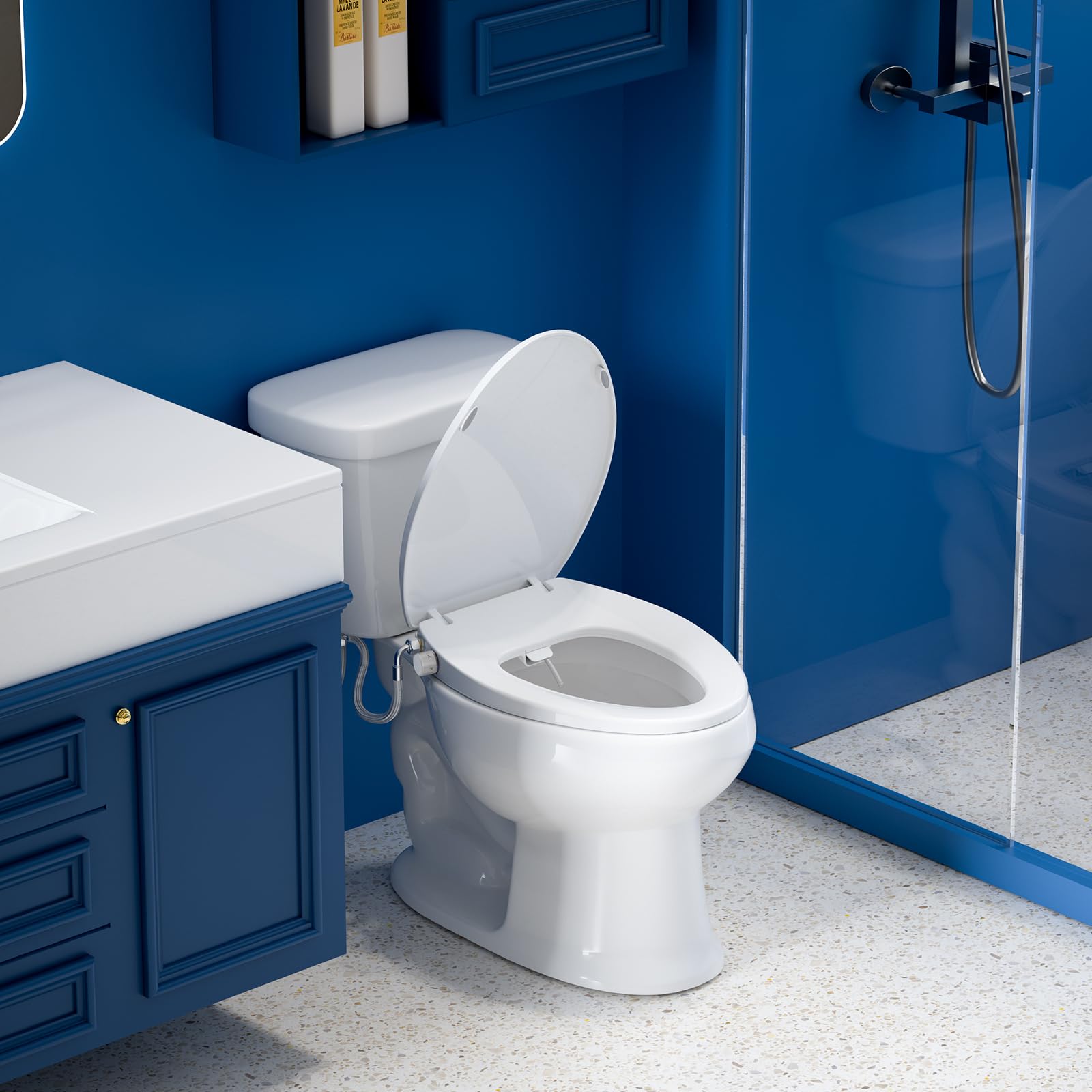 Clirass bidet seat braided stainless steel hose for secure connections.